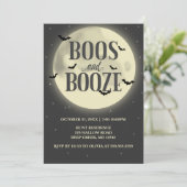 Boos en Booze Volle Maan Halloween Party Kaart (Staand voorkant)
