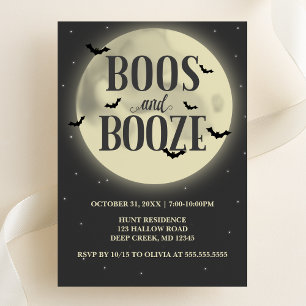 Boos en Booze Volle Maan Halloween Party Kaart