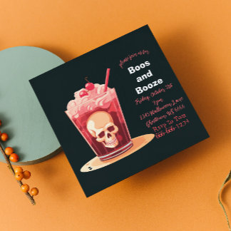 Boos en Booze Volwassen Halloween Cocktail uitnodi Kaart