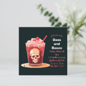 Boos en Booze Volwassen Halloween Cocktail uitnodi Kaart (Staand voorkant)