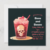 Boos en Booze Volwassen Halloween Cocktail uitnodi Kaart (Voorkant)