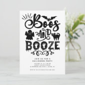 Boos en Booze Volwassen Halloween Feest Kaart (Staand voorkant)