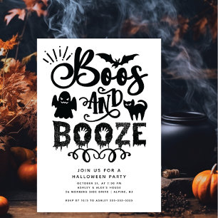 Boos en Booze Volwassen Halloween Feest Kaart