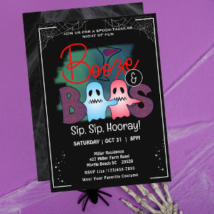 Boos en Booze Volwassen Halloween Feest Kaart