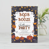 Boos en Booze volwassen Halloween feest Kaart (Staand voorkant)
