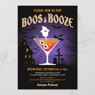 Boos en Booze Volwassen Halloween Feest Kaart