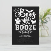 Boos en Booze Volwassen Halloween Feest Kaart (Staand voorkant)