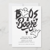 Boos en Booze Volwassen Halloween Feest Kaart (Voorkant)