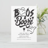 Boos en Booze Volwassen Halloween Feest Kaart (Staand voorkant)