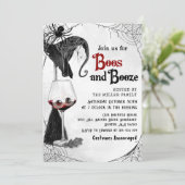 Boos En Booze Volwassen Halloween Gotisch Feest Kaart (Staand voorkant)