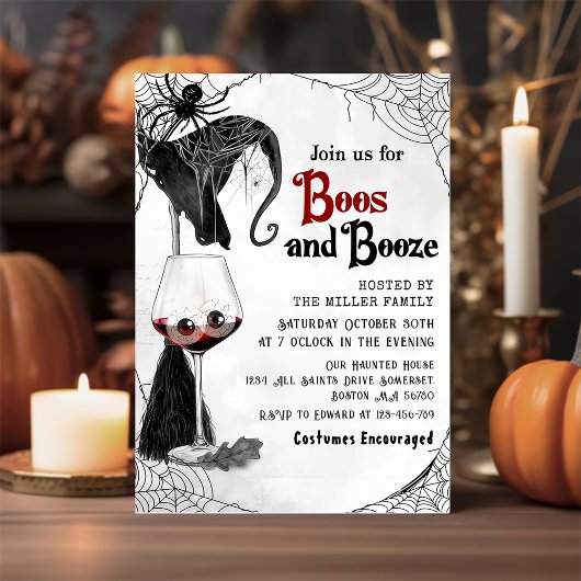 Boos En Booze Volwassen Halloween Gotisch Feest Kaart