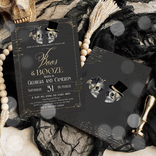 Boos En Booze Volwassen Halloween Gotisch Feest Kaart