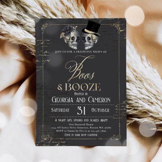 Boos En Booze Volwassen Halloween Gotisch Feest Kaart