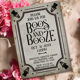 Boos en Booze Volwassen Halloween Party  Schedel Kaart