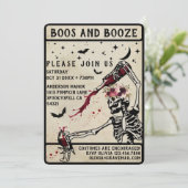 Boos en Booze Volwassen  Schedel Halloween Party Kaart (Staand voorkant)