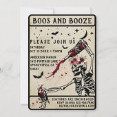 Boos en Booze Volwassen  Schedel Halloween Party Kaart (Voorkant)