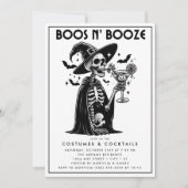 Boos en Booze Zwart Wit Volwassen Halloween Party Kaart (Voorkant)