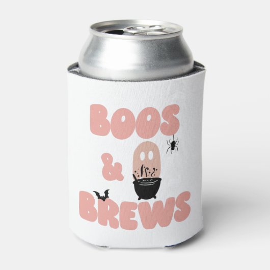 Boos en Brews Cute Halloween Blikjeskoeler (Blikje Voorkant)