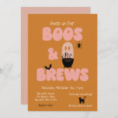 Boos en Brews Cute Halloween Kaart (Voorkant / Achterkant)