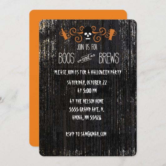 Boos en Brouwen Halloween uitnodiging ontwerp (Voorkant / Achterkant)