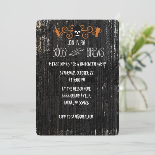 Boos en Brouwen Halloween uitnodiging ontwerp (Staand voorkant)