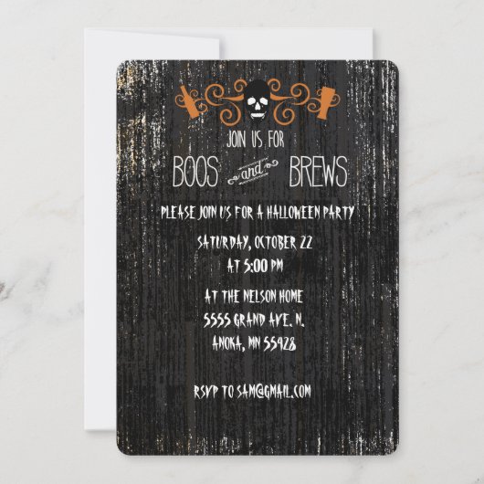 Boos en Brouwen Halloween uitnodiging ontwerp (Voorkant)