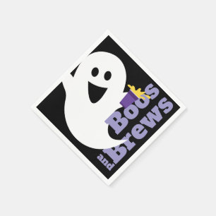 Boos en Brouwen, Ontwerper Halloween, Ghost op Zwa Servet