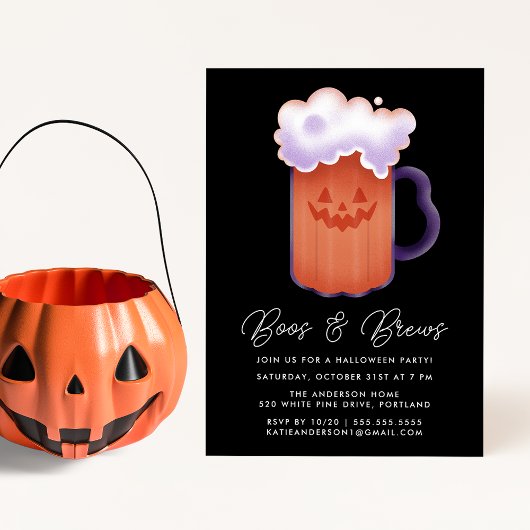 Boos en brouwt pompoen bier Halloween Party Kaart