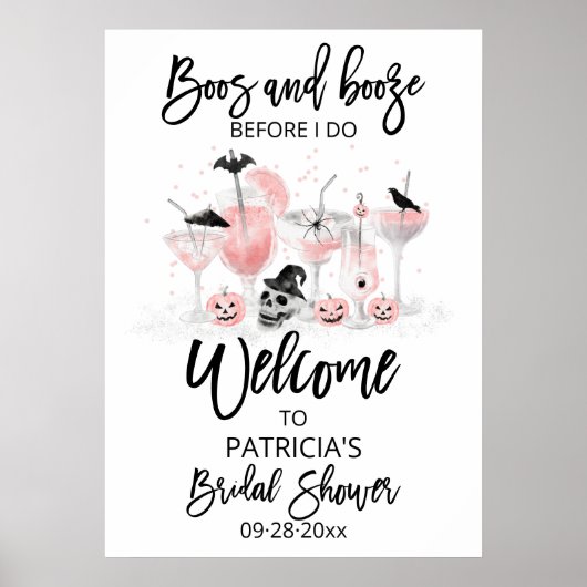 Boos en drank  Bruiloft Feest Welkom Bord Poster (Voorkant)