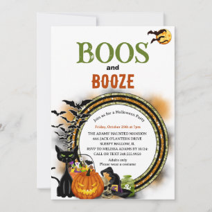 Boos en drank groen Oranje Volwassenen Halloween-f Kaart