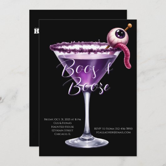 Boos en drank Halloween Cocktail Party Uitnodiging (Voorkant / Achterkant)