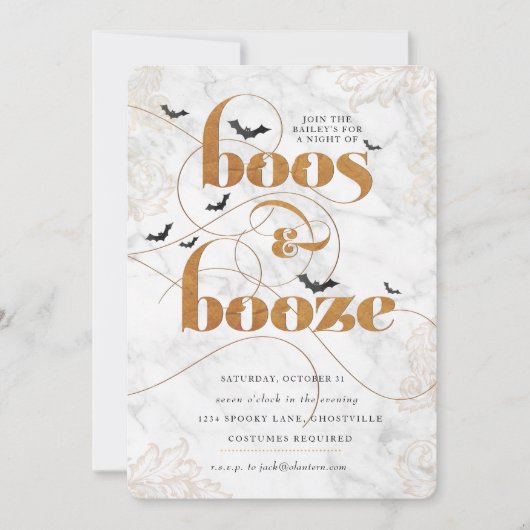 Boos en drank Halloween Elegante Uitnodiging (Voorkant)