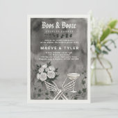 Boos en drank Halloween koppel bruiloft borrel Kaart (Staand voorkant)