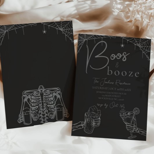 Boos en drank Halloween Skeleton Party Uitnodiging