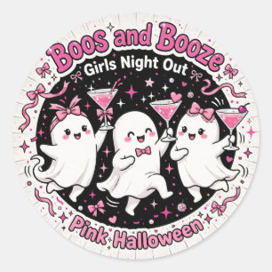Boos en drank Roze Geesten Meisjes Avondje Uit  Ronde Sticker