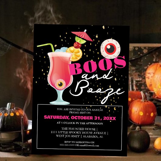 Boos en drank spooky Adult Halloween Party Uitnodi Kaart