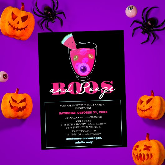 Boos en drank spooky halloween kostuum party kaart