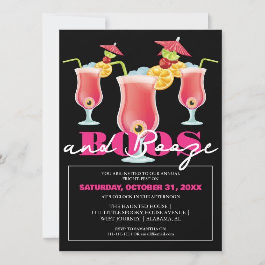 Boos en drank spooky volwassen Halloween feest Kaart (Voorkant)