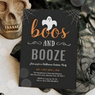 Boos en Drank Volwassenen Halloween Feest Uitnodig Kaart