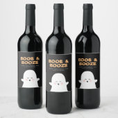 Boos- en geBoost Halloween Cute Ghost Wine Label Wijn Etiket (Flessen)