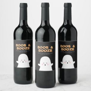 Boos- en geBoost Halloween Cute Ghost Wine Label Wijn Etiket