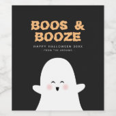 Boos- en geBoost Halloween Cute Ghost Wine Label Wijn Etiket (Enkel label)