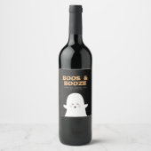 Boos- en geBoost Halloween Cute Ghost Wine Label Wijn Etiket (Voorkant)
