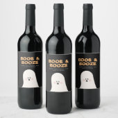 Boos- en geBoost Halloween Cute Ghost Wine Label Wijn Etiket (Flessen)