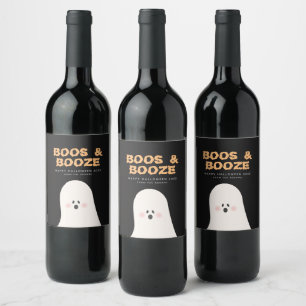 Boos- en geBoost Halloween Cute Ghost Wine Label Wijn Etiket