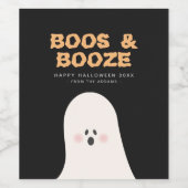 Boos- en geBoost Halloween Cute Ghost Wine Label Wijn Etiket (Enkel label)