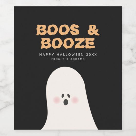 Boos- en geBoost Halloween Cute Ghost Wine Label Wijn Etiket (Enkel label)