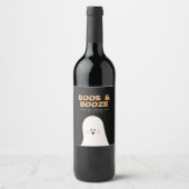 Boos- en geBoost Halloween Cute Ghost Wine Label Wijn Etiket (Voorkant)