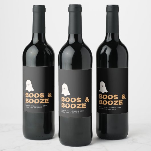 Boos- en geBoost Halloween Cute Ghost Wine Label Wijn Etiket (Flessen)
