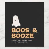 Boos- en geBoost Halloween Cute Ghost Wine Label Wijn Etiket (Enkel label)